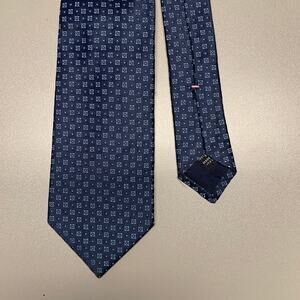 BORRELLI Navy Blue Squares Silk Tie